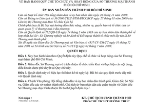 Quyết định 251/2004/QĐ-UB  Quy chế tổ chức hoạt động Sở Thương mại thành phố Hồ Chí Minh