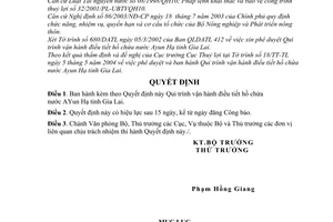 Quyết định 64/2004/QĐ-BNN Qui trình vận hành điều tiết hồ chứa nước Ayun Hạ tỉnh Gia Lai