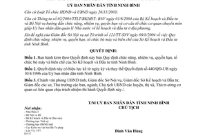 Quyết định 2809/2004/QĐ-UB chức năng tổ chức bộ máy và biên chế của Sở Kế hoạch