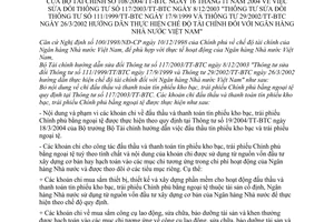 Thông tư 108/2004/TT-BTC chế độ tài chính Ngân hàng Nhà nước Việt Nam sửa đổi Thông tư 117/2003/TT/BTC