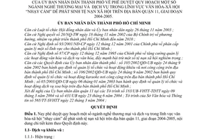 Quyết định 255/2004/QĐ-UB  quy hoạch ngành nghề thương mại dịch vụ lĩnh vực VHXH "nhạy cảm" dễ phát sinh tệ nạn  quận 11,2004-2005