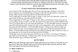 Quyết định 253/2004/QĐ-UB quy hoạch ngành nghề thương mại dịch vụ lĩnh vực VHXH 'nhạy cảm" dễ phát sinh tệ nạn quận Tân Phú,2004-2005