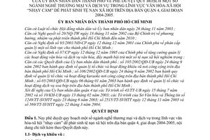 Quyết định 252/2004/QĐ-UB quy hoạch ngành nghề thương mại dịch vụ lĩnh vực VHXH "nhạy cảm" dễ phát sinh tệ nạn quận 4,2004-2005