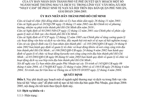 Quyết định 254/2004/QĐ-UB quy hoạch ngành nghề thương mại dịch vụ lĩnh vực VH-XH nhạy cảm dễ phát sinh tệ nạn quận phú Nhuận 2004-2005
