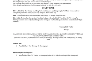 Quyết định 1684/2004/QĐ-BTM Quy chế hoạt động  Ban chỉ đạo hoạt động buôn bán hàng hoá qua biên giới giữa Việt Nam các nước có chung biên giới