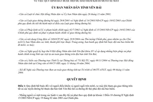 Quyết định 345/2004/QĐ-UB bắt buộc đội mũ bảo hiểm khi đi mô tô xe máy Yên Bái