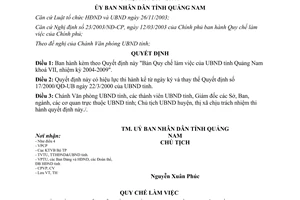 Quyết định 86/2004/QĐ-UB Quy chế làm việc của Ủy ban nhân dân tỉnh Quảng Nam