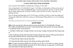 Quyết định 2831/2004/QĐ-UB bố trí thực hiện chính sách cán bộ công chức xã Ninh Bình