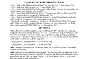 Quyết định 257/2004/QĐ-UB điều chỉnh dự toán ngân sách Đảng cấp thành phố quận - huyện năm 2004