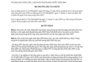 Quyết định số 86/2004/QĐ-BTC  giao dự toán thu, chi ngân sách nhà nước năm 2005