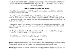 Quyết định 131/2004/QĐ-UBND tổ chức mối quan hệ công tác của Đài Phát thanhTruyền hình Bắc Giang
