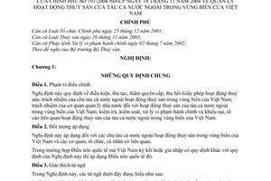 Nghị định 191/2004/NĐ-CP quản lý hoạt động thuỷ sản của tàu cá nước ngoài trong vùng biển của Việt Nam