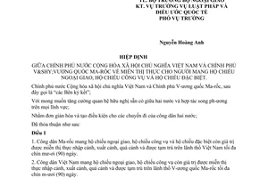 Hiệp định miễn thị thực cho người mang hộ chiếu ngoại giao công vụ đặc biệt giữa Việt Nam Ma-rốc 2004