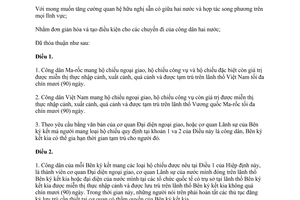 Hiệp định về miễn thị thực cho người mang hộ chiếu ngoại giao, công vụ