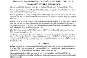Quyết định 78/2004/QĐ-UB quy định tạm thời suất đầu tư trồng cây hành lang ven lộ Tuyên Quang