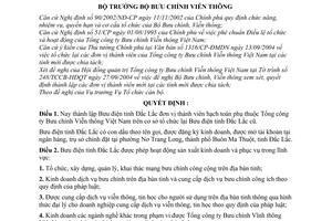 Quyết định 47/2004/QĐ-BBCVT thành lập Bưu điện tỉnh Đắc Lắc