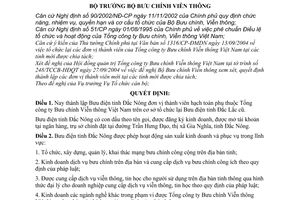 Quyết định 52/2004/QĐ-BBCVT thành lập Bưu điện tỉnh Đắc Nông