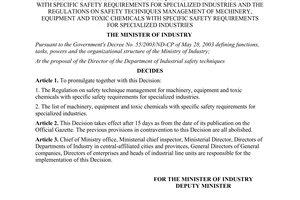 Decision No. 136/2004/QD-BCN promulgating the list of machinery, equipment