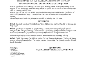 Quyêt định 585QĐ/ĐCKS-VP  “Quy chế làm việc Cục Địa chất Khoáng Sản Việt Nam”