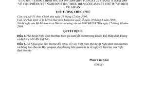 Quyết định 195/2004/QĐ-TTg Nghị định thư gói cam kết thứ tư dịch vụ ASEAN