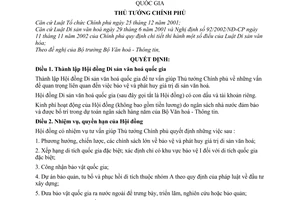 Quyết định 1243/QĐ-TTg thành lập tổ chức, hoạt động Hội đồng Di sản văn hoá quốc gia