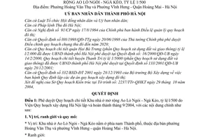 Quyết định 169/2004/QĐ-UB  Quy hoạch chi tiết Khu nhà ở mở rộng Ao Lò Ngói - Ngà Kéo, tỷ lệ 1/500 phường Hoàng Văn Thụ Vĩnh Hưng Hoàng Mai