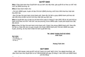 Quyết định 186/2004/QĐ-UB  tiếp nhận, giải quyết hồ sơ theo cơ chế một cửa tại UBND phường xã