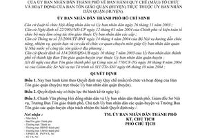 Quyết định 260/2004/QĐ-UB Quy chế mẫu tổ chức  hoạt động Ban Tôn giáo quận huyện thuộc ủy ban nhân dân quận huyện