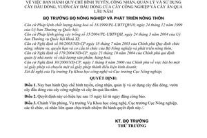 Quyết định 67/2004/QĐ-BNN Quy chế bình tuyển, công nhận, quản lý sử dụng cây đầu dòng, vườn cây công nghiệp,ăn quả lâu năm