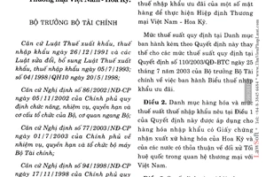 Quyết định 90/2004/QĐ-BTC điều chỉnh mức thuế suất nhập khẩu mặt hàng theo Biểu thuế nhập khẩu ưu đãi thực hiện Hiệp định  TM Việt Nam-Hoa Kỳ