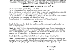 Quyết định 58/2004/QĐ-BBCVT Biểu mẫu báo cáo thống kê hoạt động bưu chính chuyển phát thư