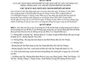 Quyết định 262/2004/QĐ-UB  hạn chế xe vận tải nặng lưu thông khu vực nội đô Thành phố Hố Chí Minh