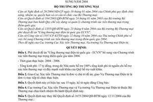 Quyết định 1778/2004/QĐ-BTM chương trình xúc tiến thương mại trọng điểm quốc gia bổ sung 2004