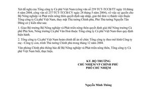 Công văn  6621/VPCP-ĐMDN  giải thể hai nông trường Cà phê thuộc TCT Cà phê Việt Nam