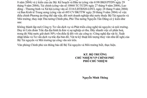 Công văn  6620/VPCP-ĐMDN  điều chỉnh phương án tổng thể sắp xếp, đổi mới DNNN thuộc Bộ Tài nguyên và  Môi trường