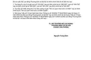 Công văn  4235/LĐTBXH-LĐVL đính chính TT 19/2004/TT-BLĐTBXH chính sách lao động dôi dư
