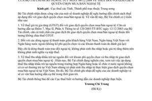 Công văn 14290/TC/TCT thuế  giao dịch quyền chọn mua/bán ngoại tệ