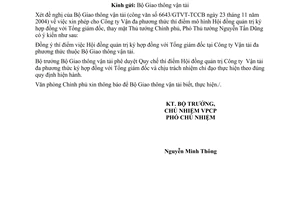 Công văn  6766/VPCP-ĐMDN  thí điểm Hội đồng quản trị ký hợp đồng với Tổng giám đốc  Công ty Vận tải  đa phương thức