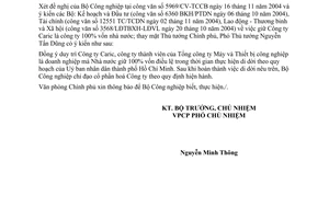 Công văn 6767/VPCP-ĐMDN sắp xếp Công ty Caric