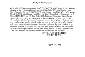 Công văn  1875/CP-ĐMDN phê duyệt Đề án thí điểm chuyển Công ty Dầu thực vật Hương liệu mỹ phẩm Việt Nam sanghoạt động mô hình cty mẹ - cty con