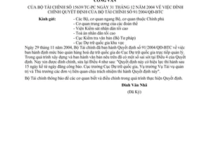 Công văn 15639/TC-PC  đình chính QD 91/2004/QĐ-BTC