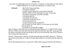 Công văn 15641/TC-VP  đình chính TT 111/2004/TT-BTC