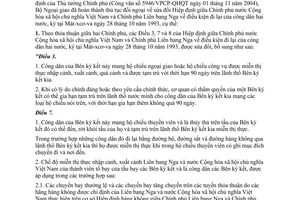 Công văn  4238/CV-NG-LPQT  sửa đổi Hiệp định Việt - Nga  điều kiện đi lại của công dân