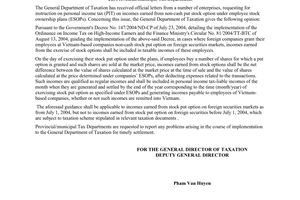 Official Dispatch No. 4252 TCT/DTNN on personal income tax on incomes earned