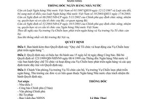 Quyết định 1532/2004/QĐ-NHNN  Quy chế Tổ chức hoạt động Vụ Chiến lược phát triển ngân hàng