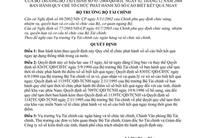Quyết định 93/2004/QĐ-BTC Quy chế tổ chức phát hành xổ số cào biết kết quả ngay