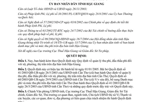 Quyết định 170/2004/QĐ-UB quản lý thu phí đấu thầu phí xã phường thị trấn Hậu Giang