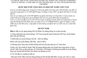 Nghị quyết 38/2004/NQ-QH11 Chủ trương đầu tư xây dựng đường Hồ Chí Minh