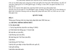 Nghị quyết 35/2004/QH11 Chương trình xây dựng luật, pháp lệnh năm 2005