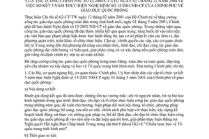 Chỉ thị 42/2004/CT-TTg sơ kết 5 năm thực hiện Nghị định 15/2001/NĐ-CP giáo dục quốc phòng